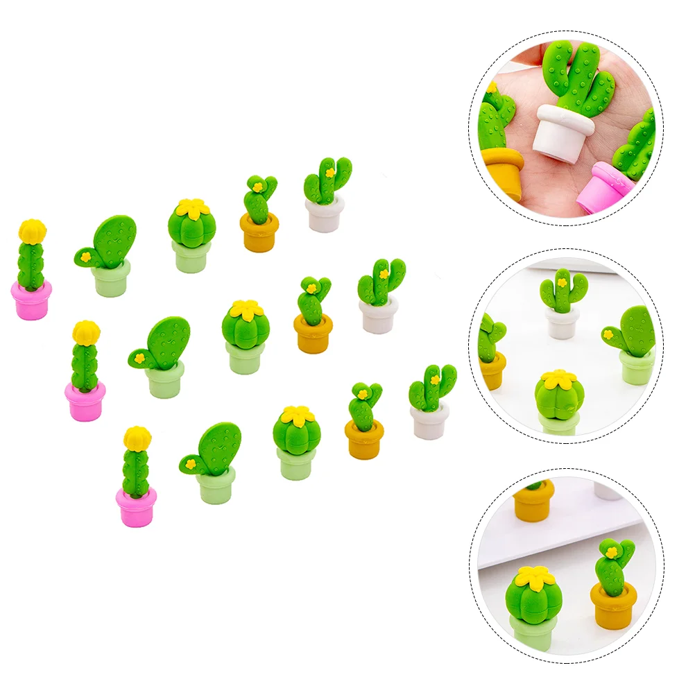 

15pcs Lovely Cactus Shaped Eraser Students Cartoon Eraser School Supplies