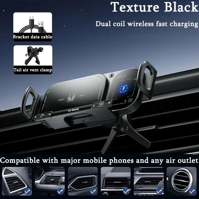 

Автомобильное беспроводное зарядное устройство 2 в 1, держатель для телефона, сенсорная поворотная подставка для Samsung Galaxy Fold 6 5 4 3 Z Flip Iphone 16 15 14 13 12 11Pro Max