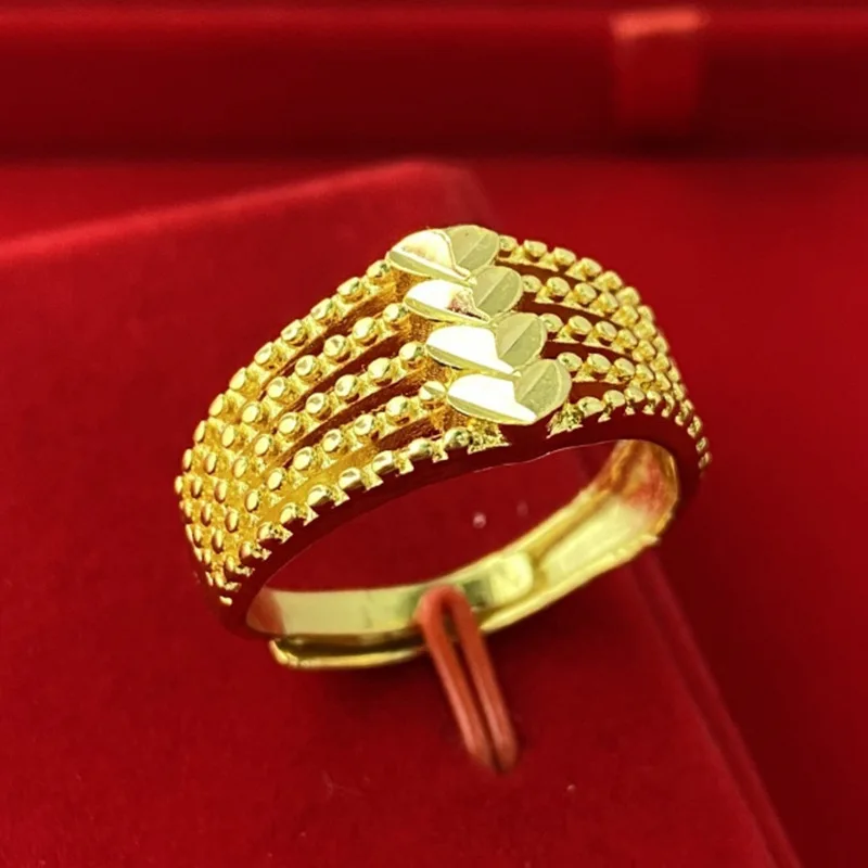 

Gold Color Heart Shaped Rings Fashion Muliter Layer Lines Womens Finger Ring