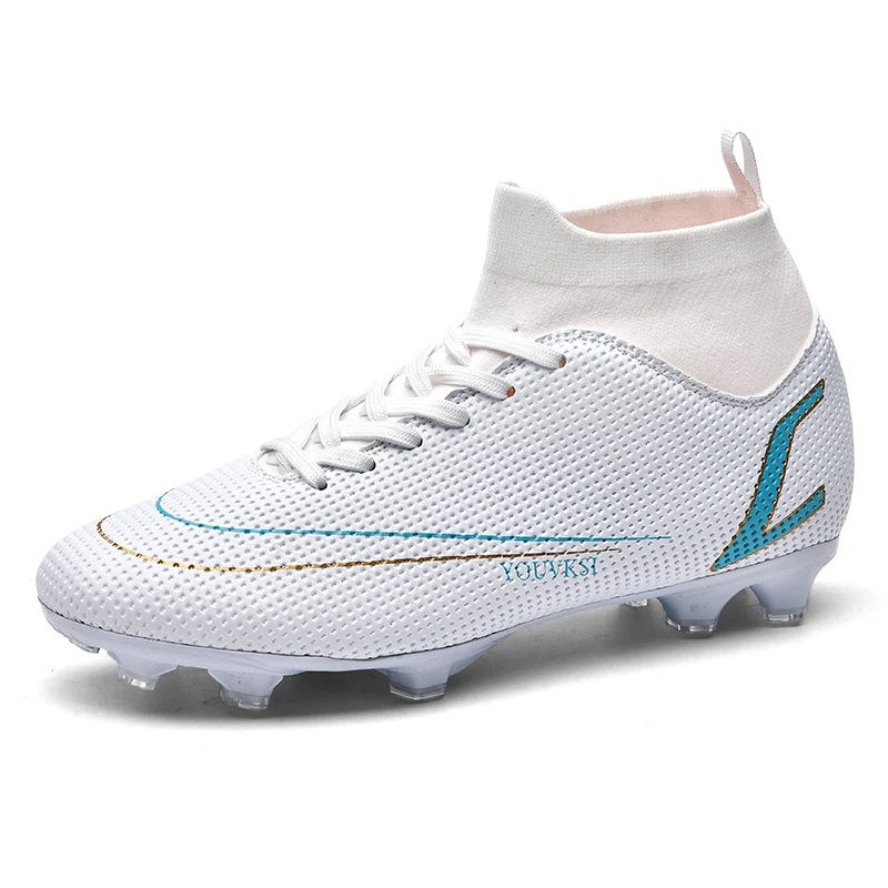 Sizes 35-45 Adult FG/TF Football Shoes Non slip Long Nail Football Boots Children's High Ankle Non slip Shoes Sports Shoes