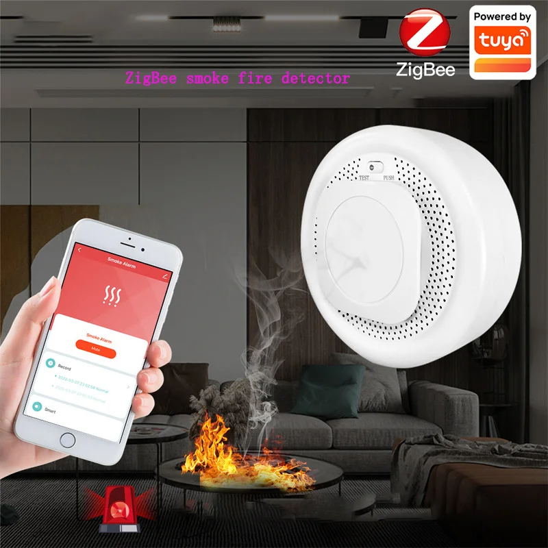 

Tuya ZigBee Remote Guard Alarm Wireless Smoke Sensor App Control Independent Combustible Gas Detecto Kitchen Fire Detection