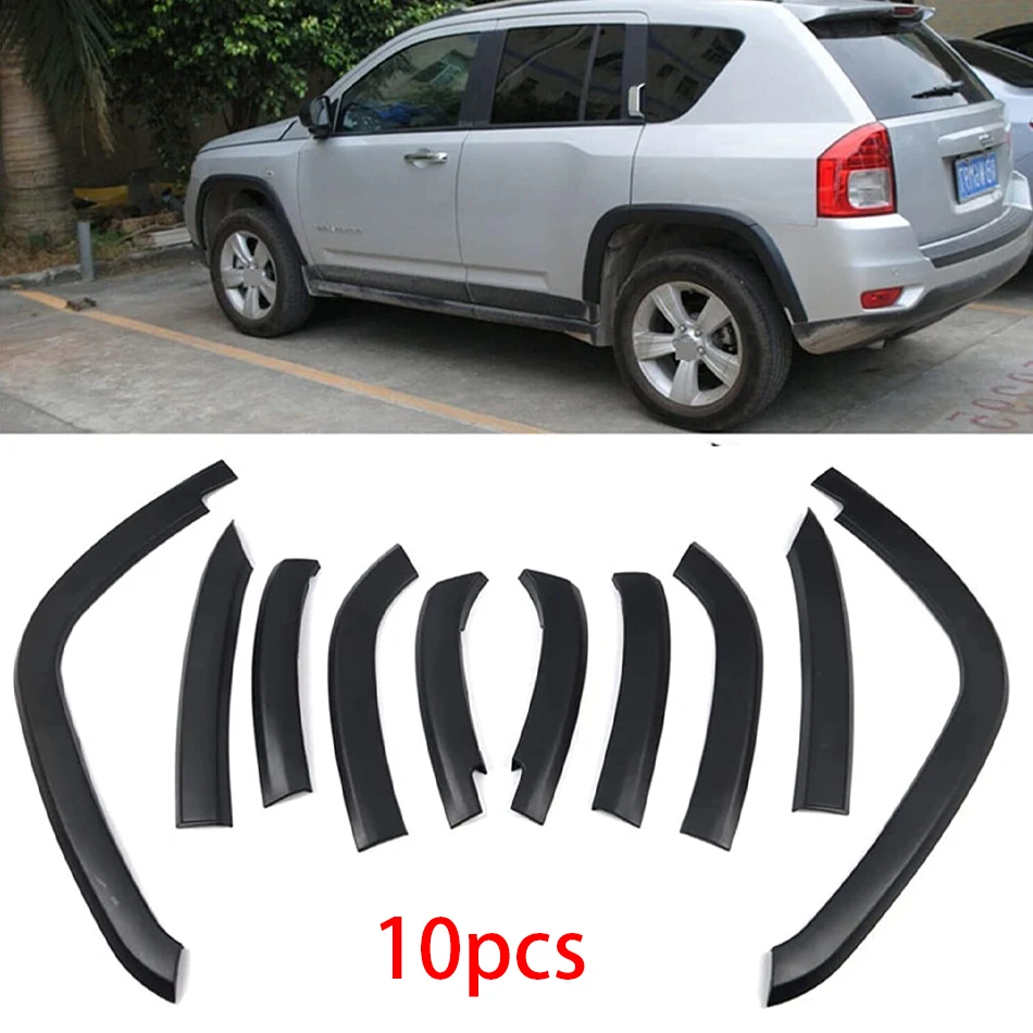 

TM 10Pcs/Set Front & Rear Wheels Fender Flares Cover Protector Molding for Jeep Compass 2011-2018 Black Car Accessories