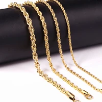 luxusteel 2345mm rope chain necklace stainless steel for women men never fade waterproof twist choker silver tone gold color