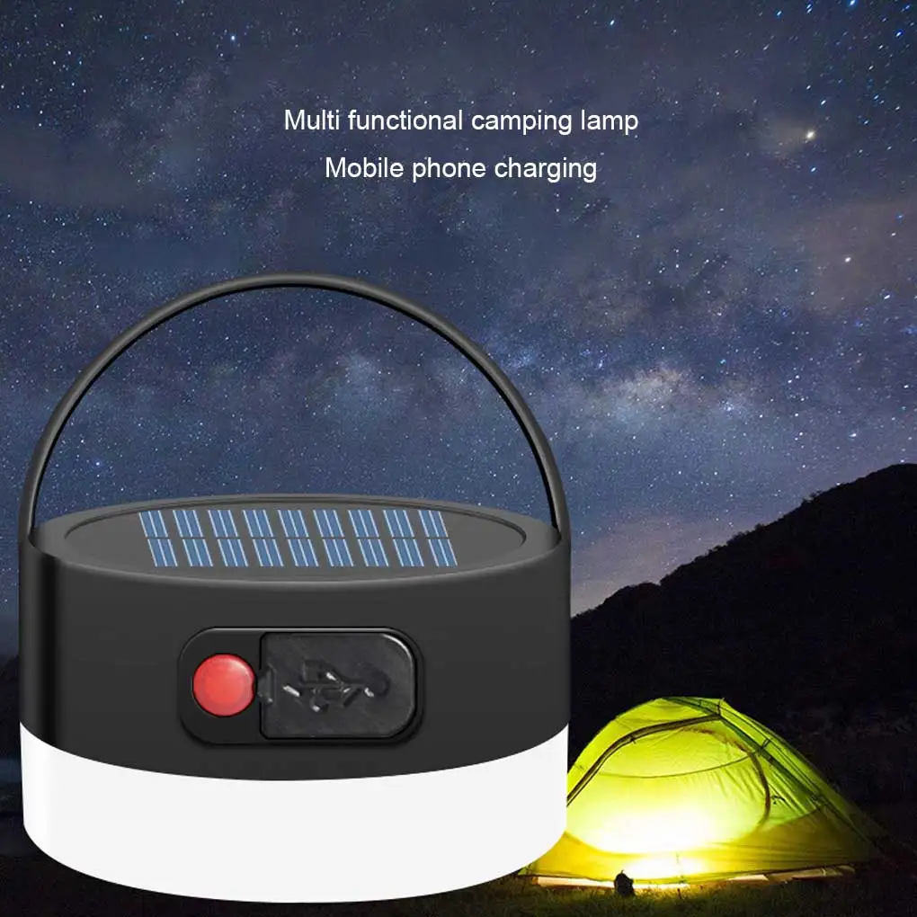 

Solar Tent Lamp Camping Rechargeable Lantern Waterproof Light Power Bank