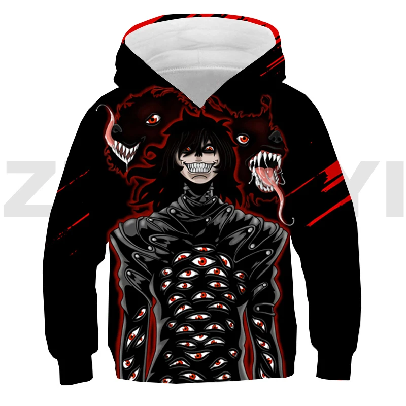 

Мультяшная 3d-толстовка Hellsing, манга, глаза, Японская уличная одежда ヘル, печатные пуловеры для мальчиков и девочек, повседневный спортивный к...