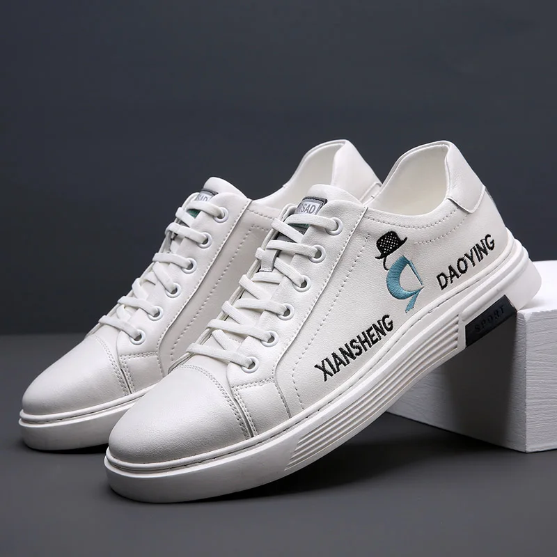 

Модная удобная мужская повседневная обувь, брендовые кожаные мужские кроссовки, черные, белые кроссовки для скейтборда, новая дизайнерская...