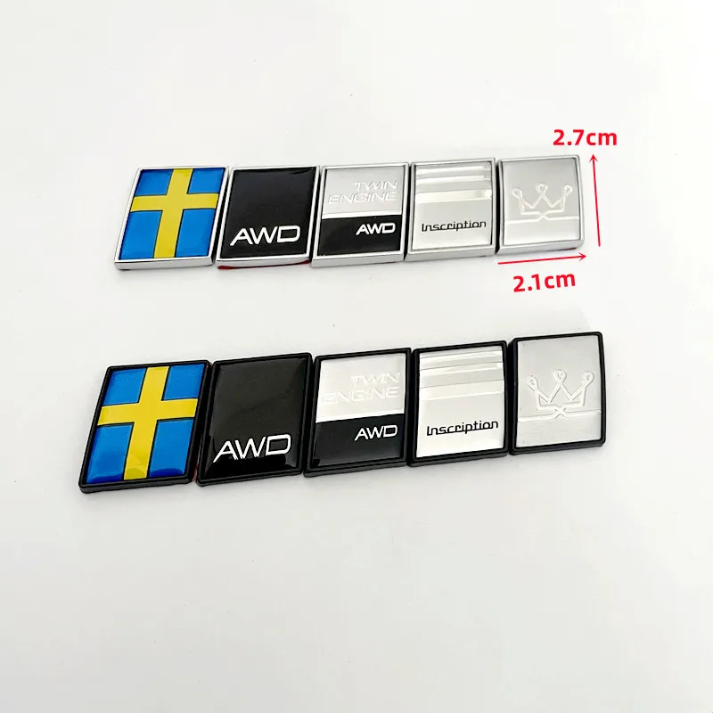 Фото 3D Metal AWD Sweden Flag Crown Logo Rear Trunk Emblem Badge Sticker Decals For Volvo V40 V60 C30 S60 S80 S90 XC90 XC60 XC40 №2