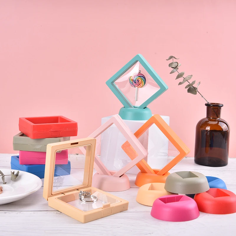 

3D Floating Picture Frame Shadow Box Jewelry Display Stand Ring Pendant Holder Protect Jewellery Stone Presentation Case