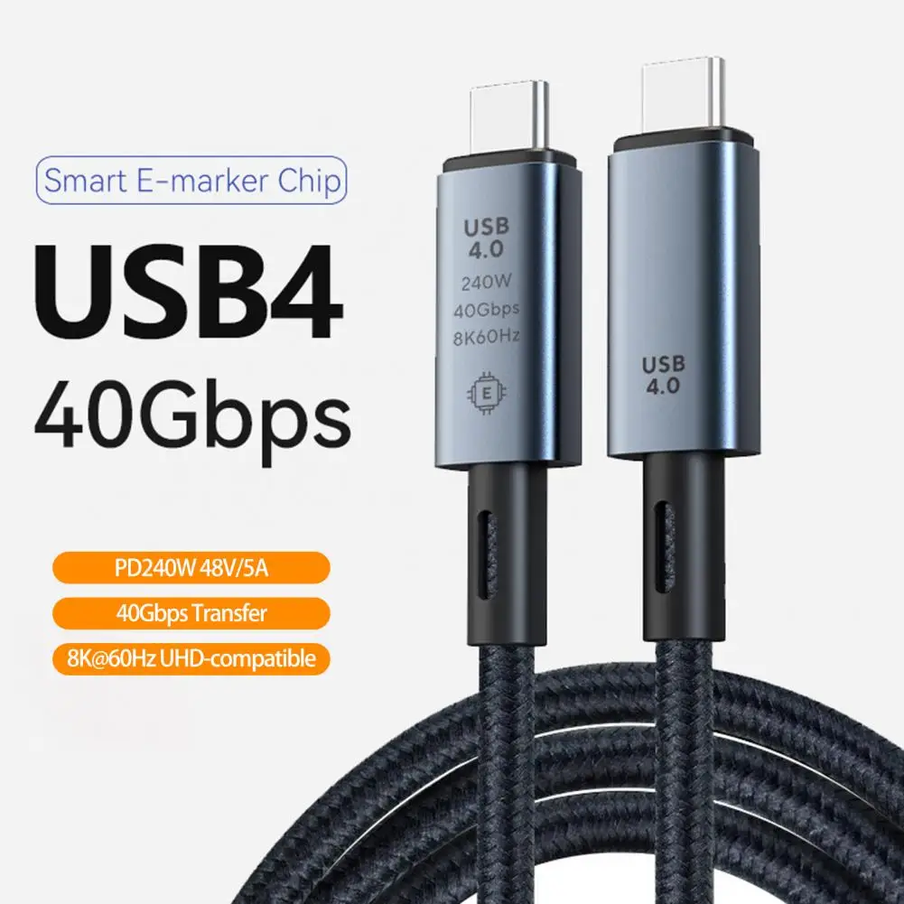 

USB 4.0 Data Cable Type-C 240W Fast Charging For Phone Laptop Projector 40Gbps Transmission 8K HD Projection Screen Cable
