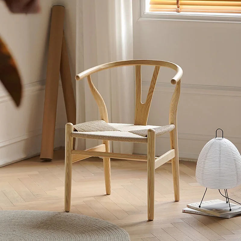 

Nordic Solid Wood lounge Dining Chairs for Dining Room Household Backrest Rattan Chair Designer Leisure Tea Room Home Chair