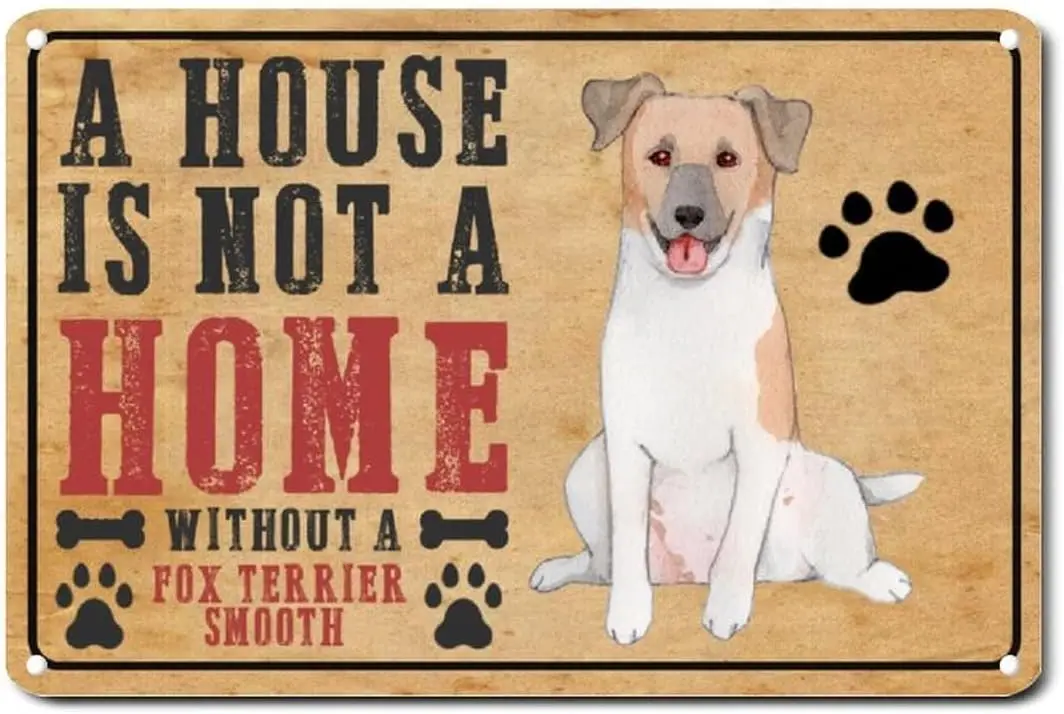 House s Not Home Wthout Fo Terrer Smooth Tn Sgn Pet Pw Metl 812n Cusm Esy Mount ntque Wll Декор для Cfe Br Pub Ho