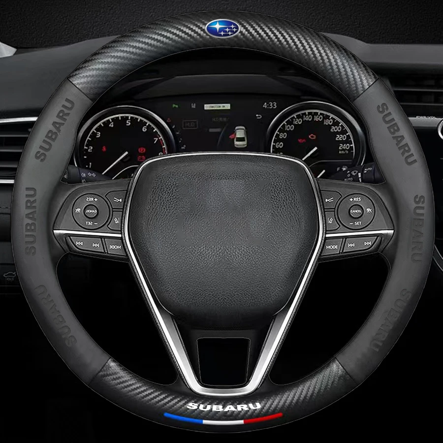 

Car Steering Wheel Braid Cover Breathable Anti Slip Carbon Fibre Leather Car Covers For Subaru Impreza Forester Auto Accessories