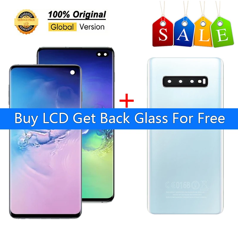 

ORIGINAL SUPER AMOLED LCD For Samsung Galaxy S10 LCD Display G973F Display S10Plus Lcd G975 G975F Lcd Screen With Battery Cover