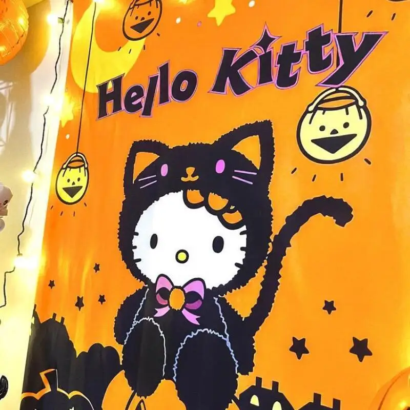 Фото Sanrio Kuromi декоративный фон ткань аниме милый Хэллоуин сделать фото украшение настенный детский настенный подвес для спальни №1