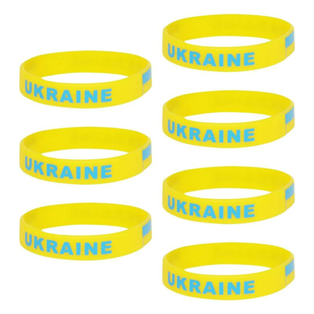

Ukrainian Country Flag Color Silicone Elastic Bracelets Ukraine Commemorative Wristband Bangles Gifts Car Ornaments 5PCS/10PCS