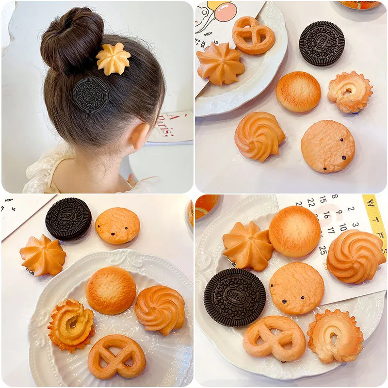 

Hair Accessories Wome Cute Cookie Simulation Food Hair Clip Korean Headdress Bangs Clip Girls Kids Hairpin Novelty Funny Gift