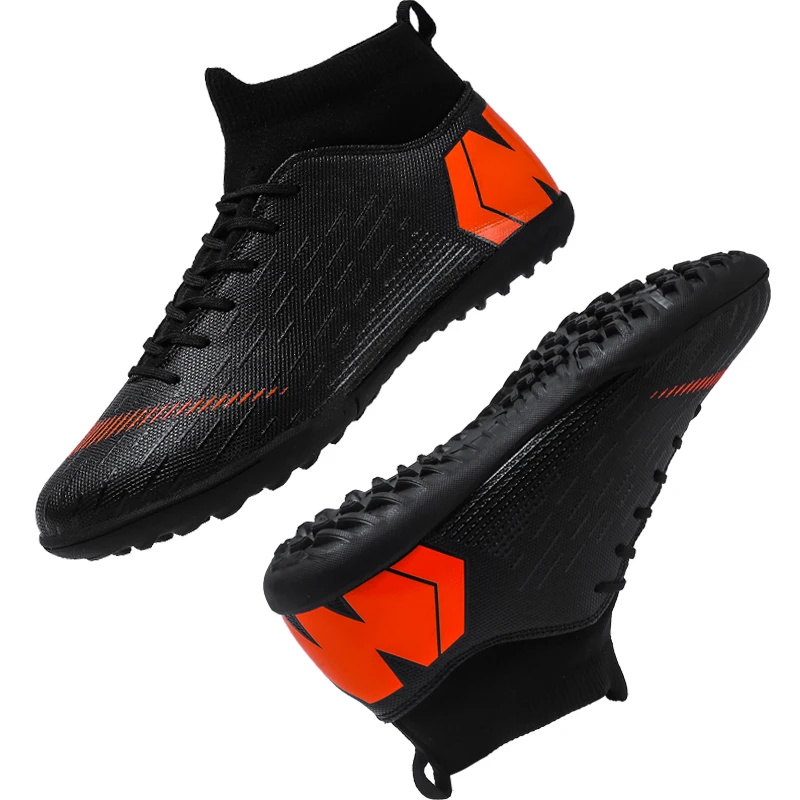 Soccer Shoes Football Boots Man's High Ankle Sneakers Men Outdoor Cleats Boots Long Spikes Soccer Shoes EUR35-45