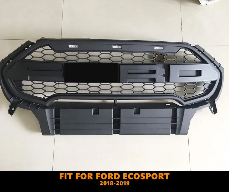

High Quality ABS Front Middle Grille Trim Racing Grill With LED Lights For Ford Ecosport 2018 2019