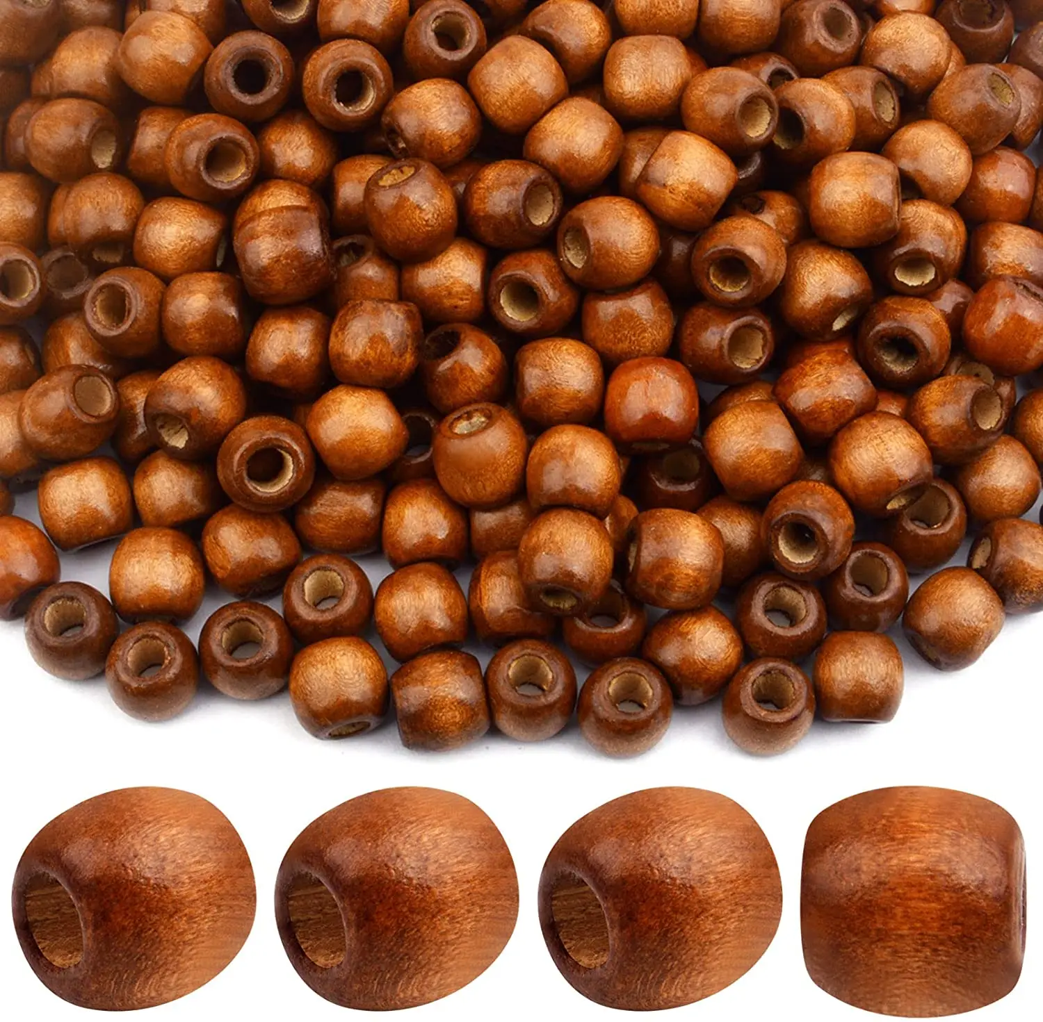 

300 шт., деревянные бусины-разделители для волос