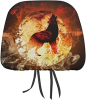 fire wolf locked in a moon funny cover for car seat headrest protector covers print interior accessories decorative