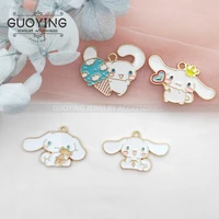 10pcs cartoon animal alloy dripping oil bracelet earrings cute dog pendant handmade diy animal pendant designer charm