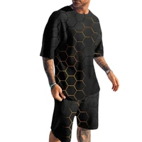 2022 summer mens t shirt shorts set casual sports suit simple type t shirt short sleeveshorts 3d digital print 2 piece set