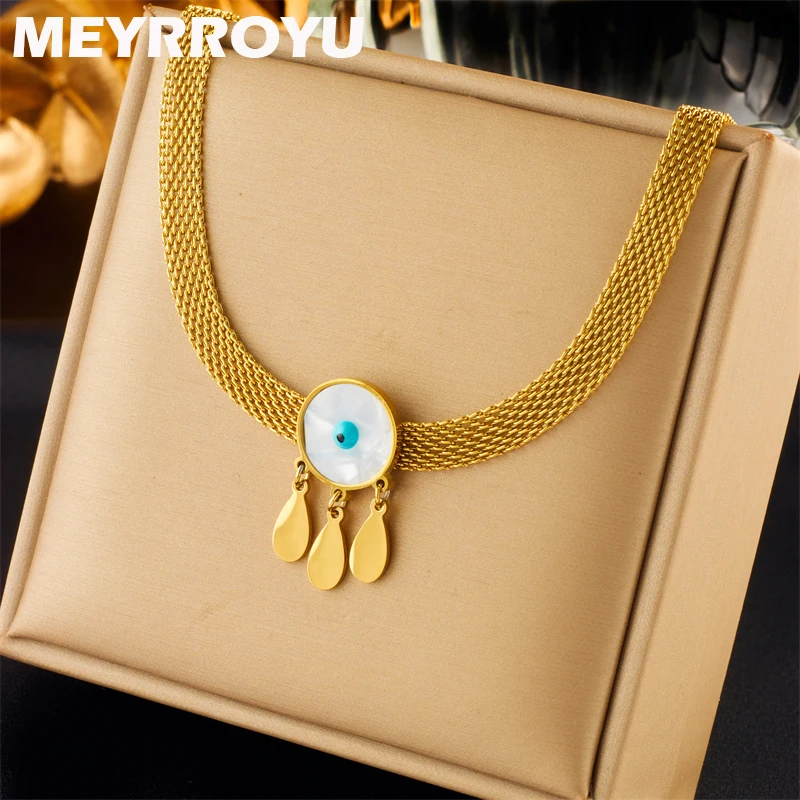 

MEYRROYU 316L Stainless Steel Necklace Round Eye Pendant New Arrival Clavicle For Women Gift Jewelry Fashion Accessories Bijoux