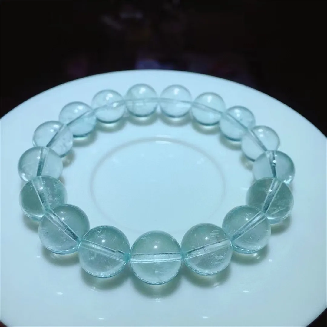 

11mm Natural Blue Aquamarine Bracelet For Women Lady Men Healing Love Luck Gift Beauty Crystal Stone Strands Jewelry Beads AAAAA