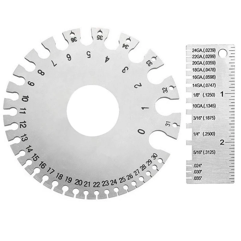 

Толщиномеры из нержавеющей стали, 2 шт., измерительный инструмент для проволоки, толщиномер для круглого кабеля
