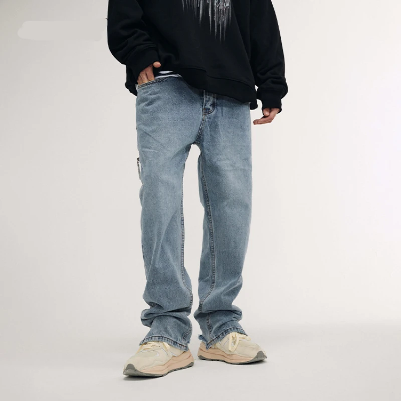 CHIPS 2022 Harajuku Men Hip Hop Streetwear Baggy Jeans Fashion Pants Men Vintage Washed Trousers Casual Straight Wide Leg Jeans
