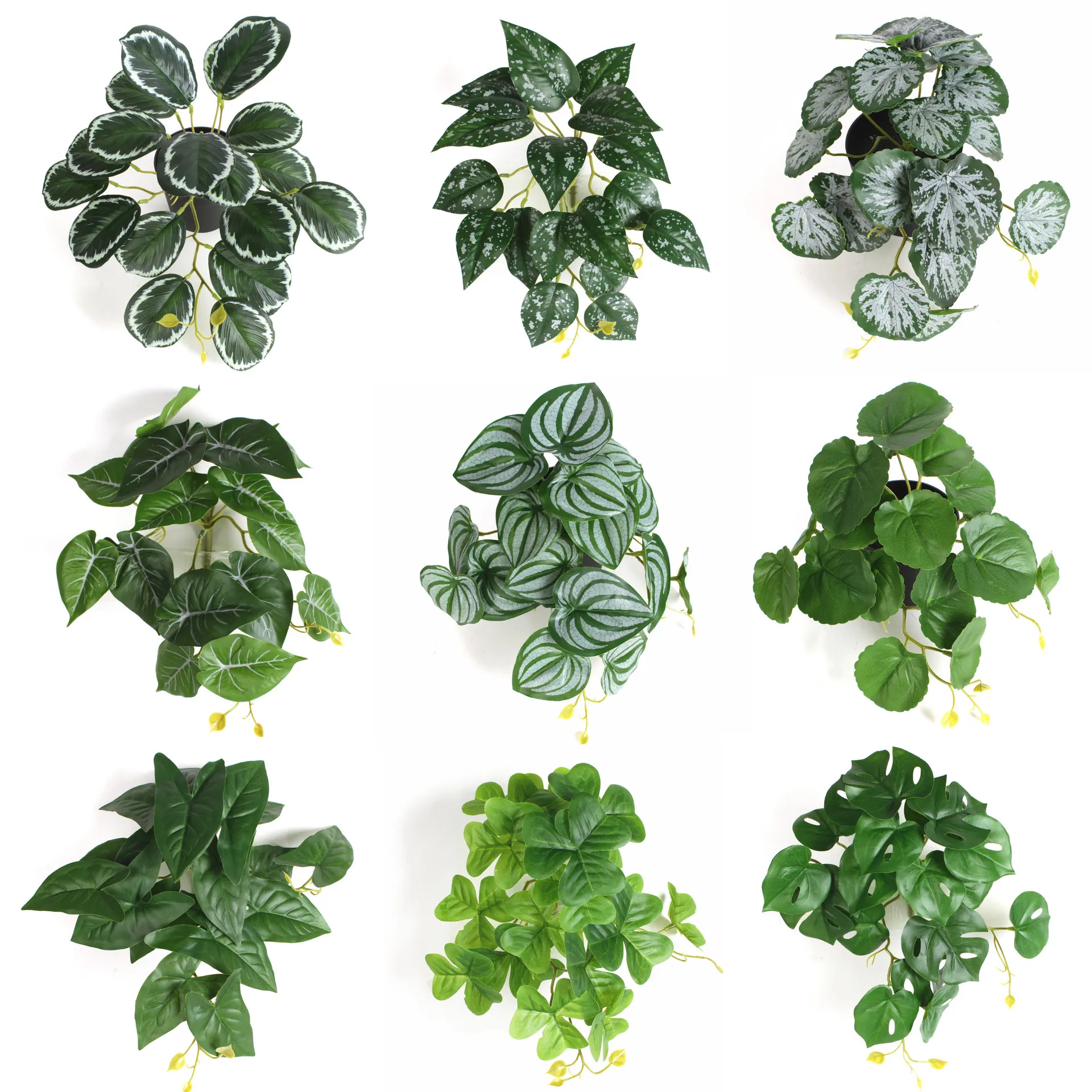 

26Cm Artificial Plants Realistic Wall Leaf Plastic Mini Banyan Green Fake Palm Tree Branches Home Garden Hotel Decor DIY Crafts