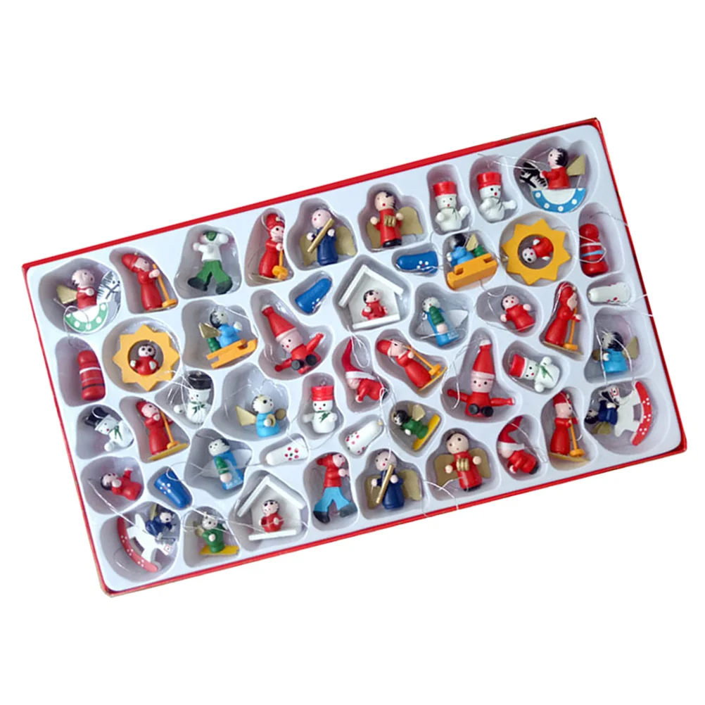 

48 PCS Hanging Ornaments Christmas Tree Themed Kids Pots Gifts Wood Desktop