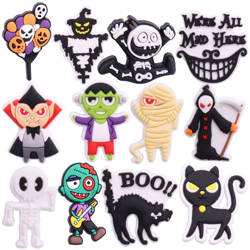 1 шт. аниме Счастливый Хэллоуин Boo Мультфильм Череп ПВХ садовые обуви талисманы