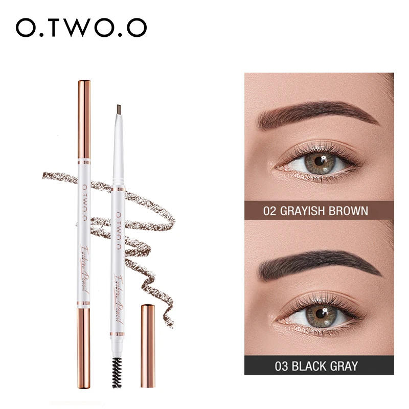 

O.TWO.O Ultra Fine Eyebrow Pencil Brow Enhancers 1.5mm Waterproof Long-lasting Double-ended Brown Tint Shade Eyebrows Makeup