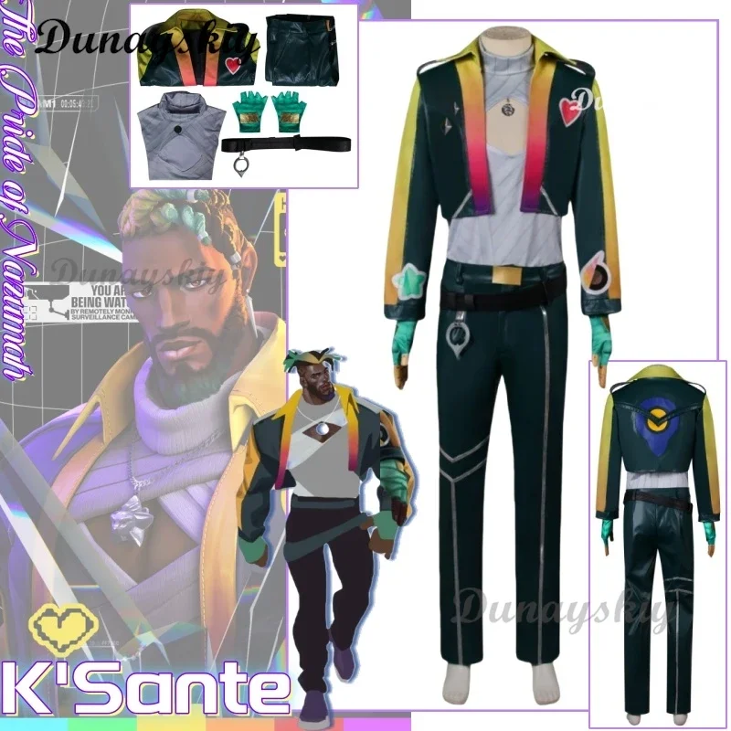 KSante Косплей Костюм Игра HeartSteel Куртка Топ Брюки Мужчины Взрослые Наряды Хэллоуин