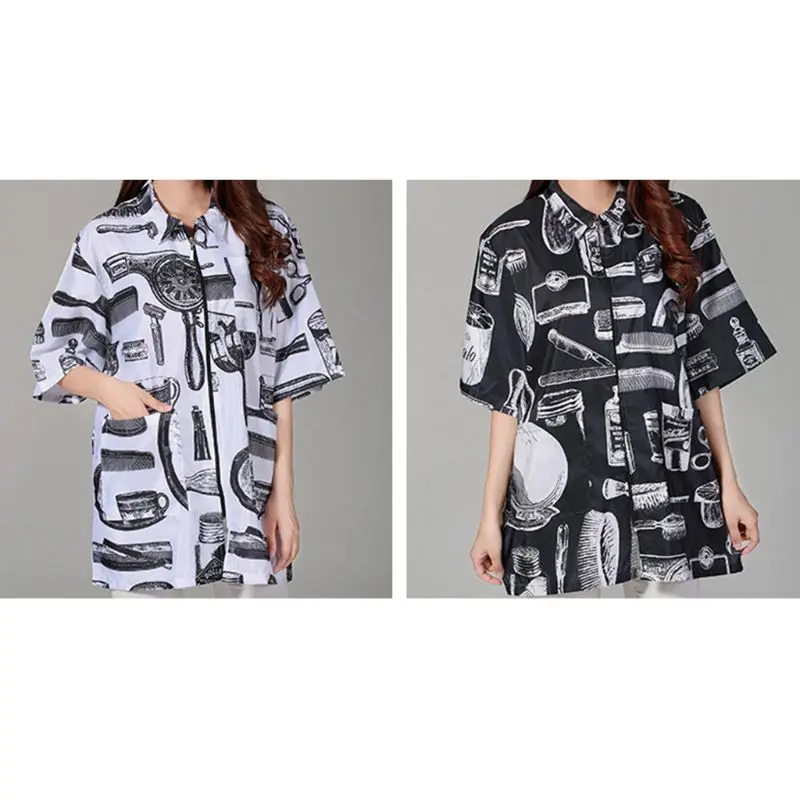 

Retro Hairdressing Overalls Haircut Technician Clothes Hot Dyed Hair Stylist Large Work Costume