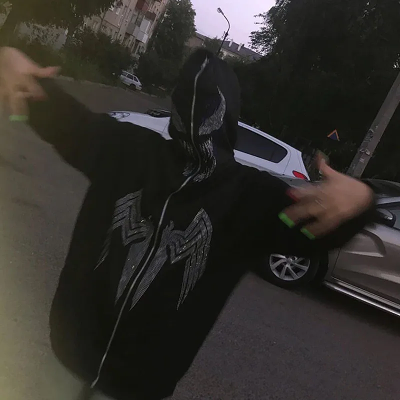 Женская винтажная толстовка с капюшоном на молнии