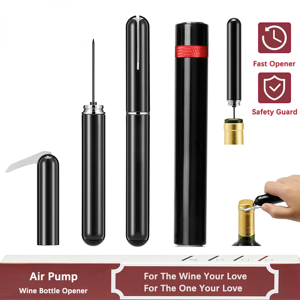 

Air Pump Wine Bottle Opener Safety Portable Wine Corkscrew Stainless Steel Pin Wine Air Pressure Corkscrew Cork Remover