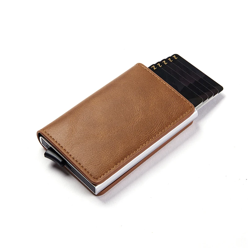 

Кошелек Bisi Goro с RFID-защитой для кредитных карт, чехол автоматический из искусственной кожи, всплывающий бумажник для карт, для женщин и мужчин, сумочка для денег