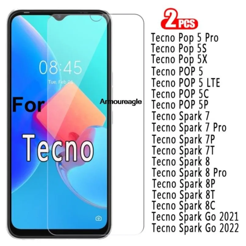 Защитное стекло hd для tecno pop 5x 5s 5c 5p 5 lte spark 7 7p 7t 7p 8 p 8t 8c, чехол для экрана pop 5 s x spark 7 8 pt, 2-1 шт. Профессиональное стекло