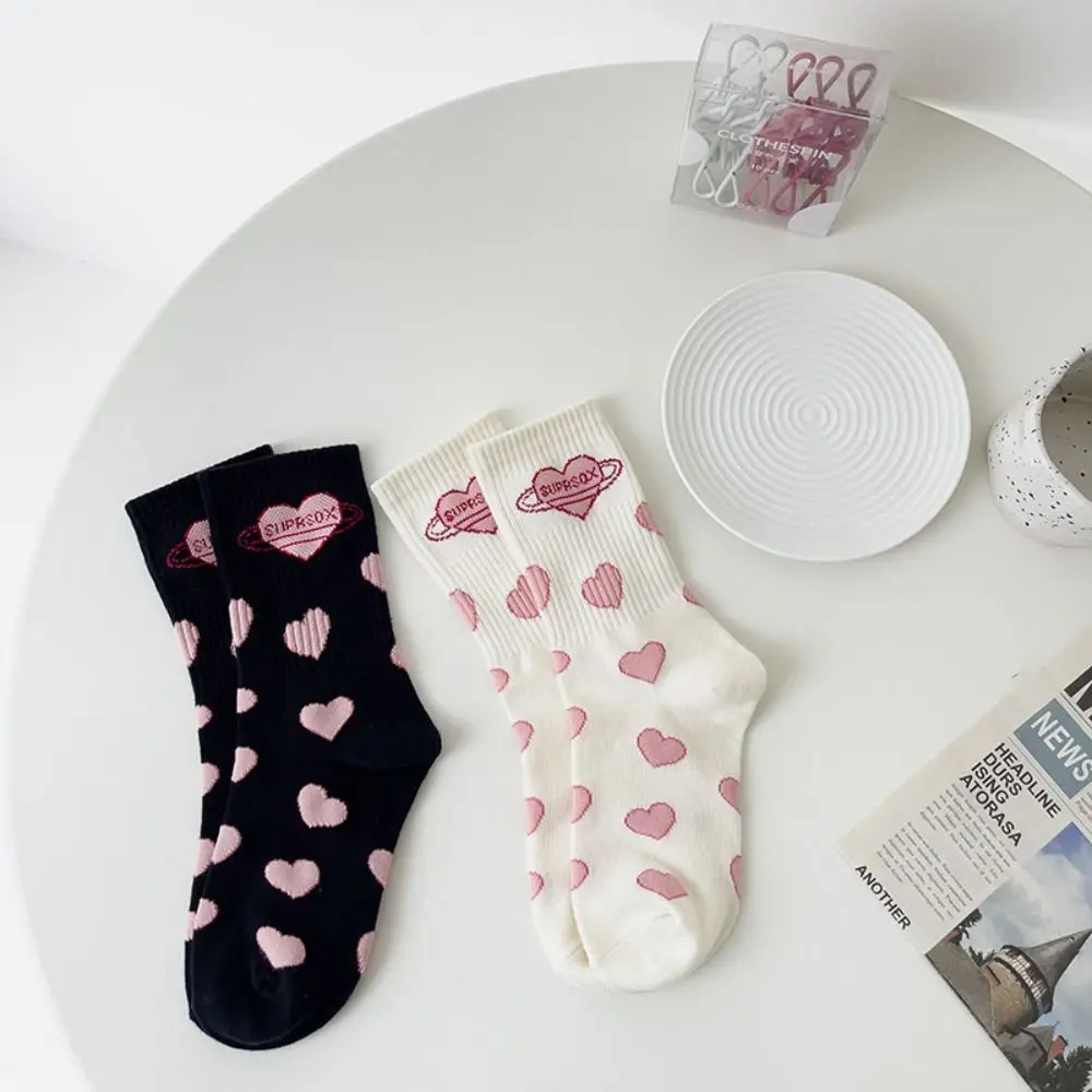 

Breathable Long Socks Fashion Cotton Love Heart Letter Lolita Socks Mid Tube Socks JK Girls
