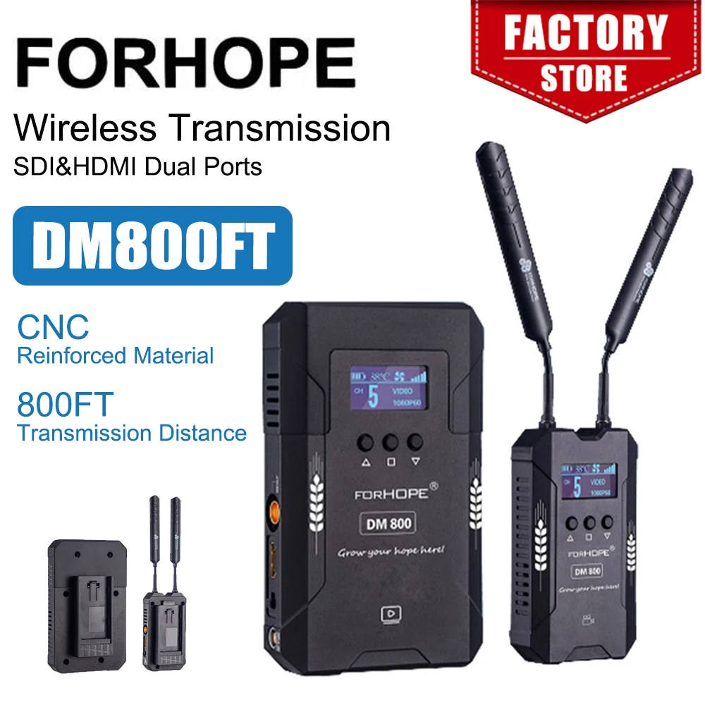 Система беспроводной передачи видео FORHOPE DM800ft, HDMI и SDI передатчик и приемник для профессиональной съемки кинокамер