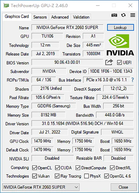 MLLSE RTX 2060 Super 8GB Gaming Graphics Card GDDR6 256Bit 8Pin PCI Express 3.0x16  rtx 2060 super 8gb game Placa de vídeo 6