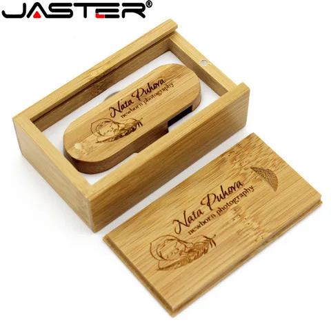 JASTER (1 шт. бесплатный логотип) Деревянный USB + коробка USB флэш-накопитель 64 ГБ 16 ГБ 32 ГБ флэш-накопитель для фотографии свадебный подарок