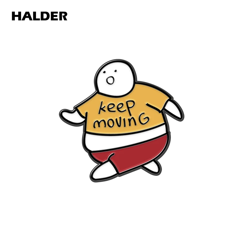 

HALDER Keep Moving Sport Brooch Weight Loss Enamel Pin Fitness Funny Character Badges Lapel Pins Backpack Clothes Jewelry Gift