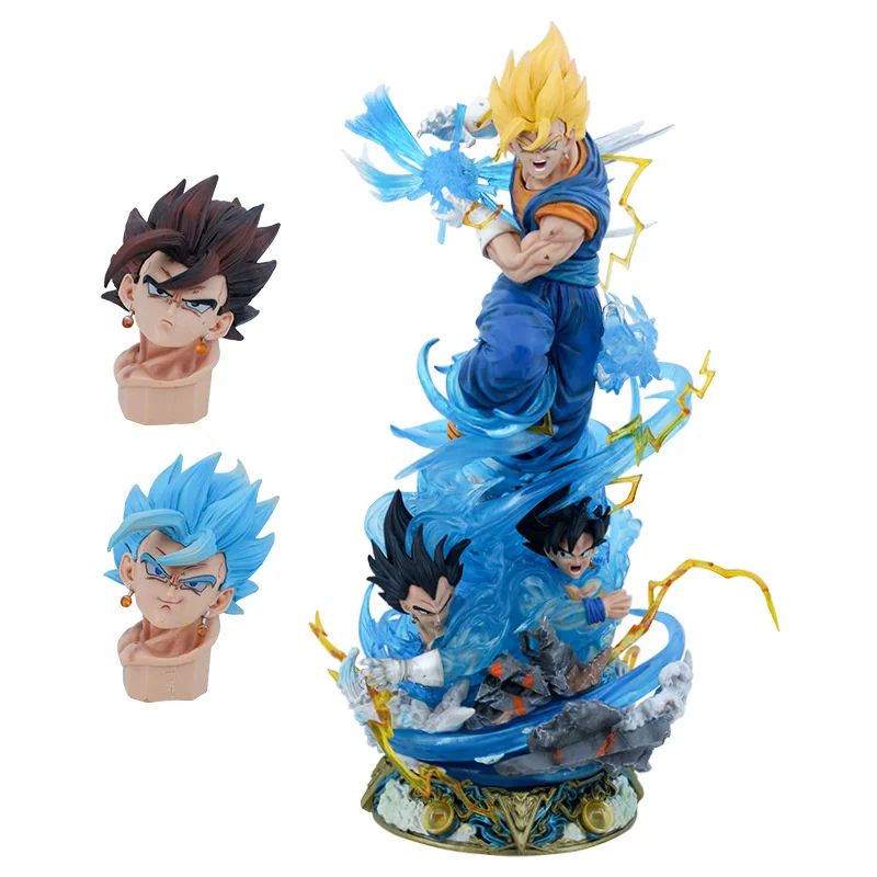 

Dragon Ball Z Action Figure GK Vegetto 45CM Three-headed Luminous Model Premium Edition Statue Son Goku Vegeta Collection Figma