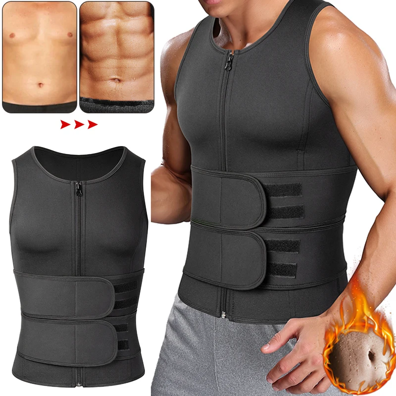Allenatore Da Uomo In Vita Gilet Da Sauna Corsetto Fitness Addome Dimagrante Body Shaper Pancia Riduzione Shapewear Bruciare Grasso Camicia Trimmer Ci
