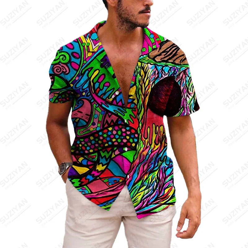 

Male Top Funny Patterns Loose Men'S Shirts Urban Style Collar Plaid Clothing Designer New Arrivals Shirts For Men Free England