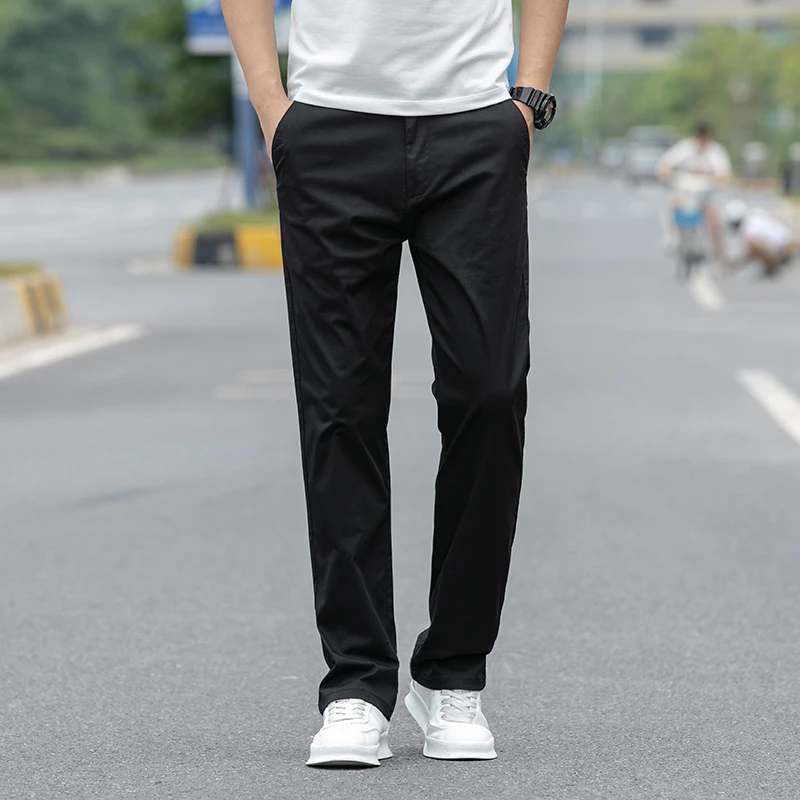 

Брюки мужские хлопковые приталенные, повседневные тонкие модные удобные штаны серого, черного цвета, брендовая одежда, весна-лето