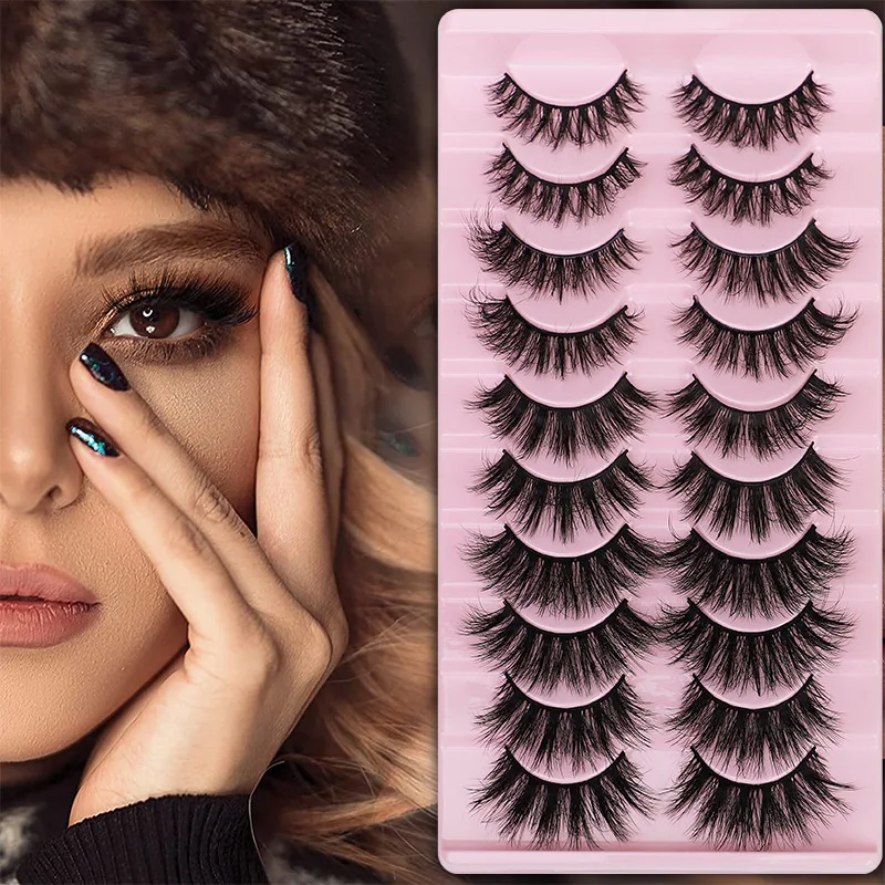

10 Pairs Messy 3D Thick Mink Eyelashes Natural Eyelashes Stereo Realistic Makeup Wholesale False Eyelashes Extension